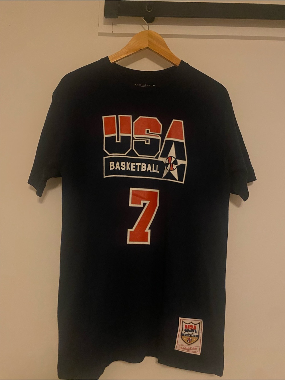 Mitchell & Ness Navy USA Basketball Tee with Red Accents